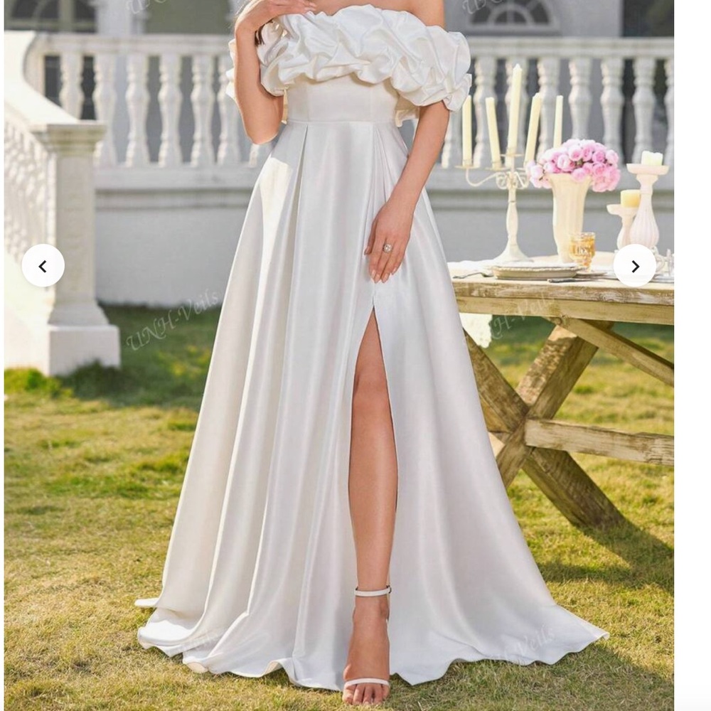 Elegant Off-Shoulder White Evening Gown